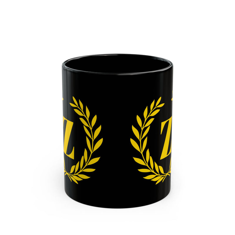 Elegant Letter "Z" Laurel Monogram Black Coffee Mug