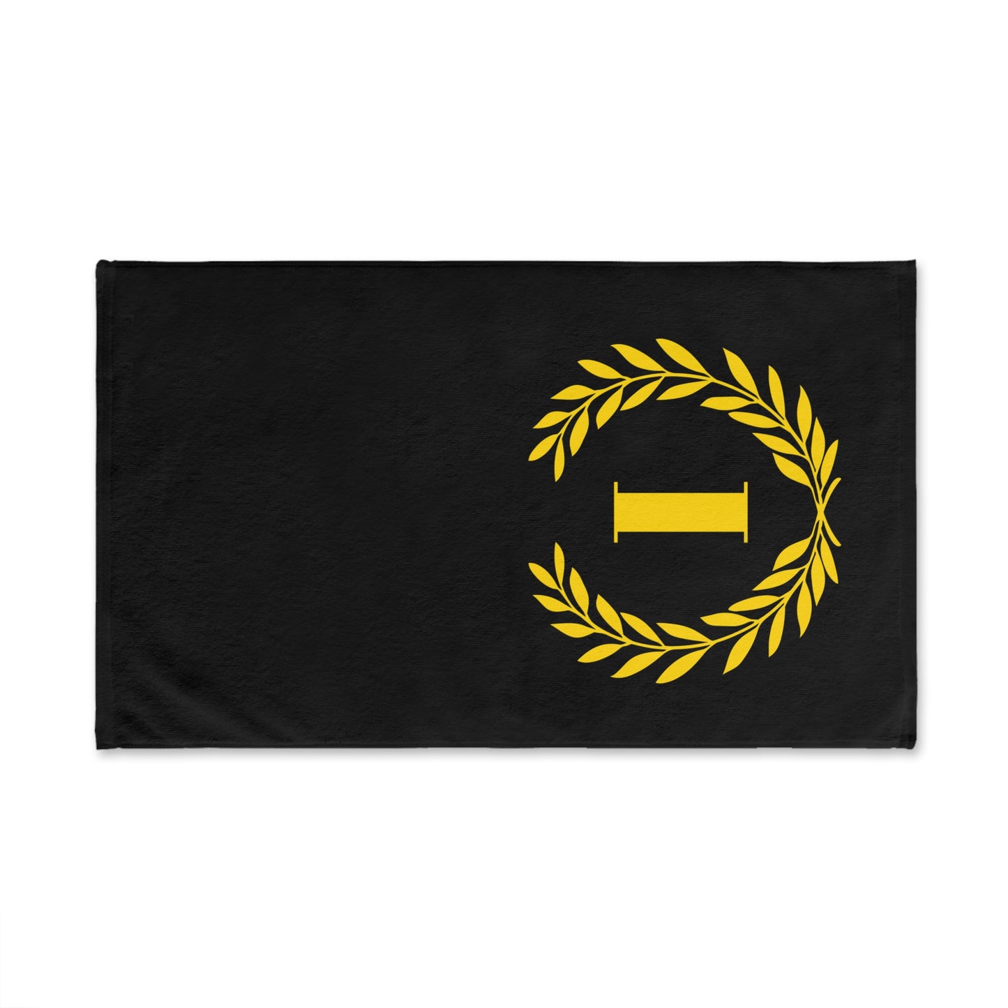 Elegant letter "I" Gold Laurel Monogram Hand Towel