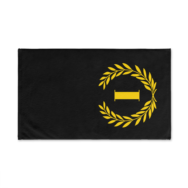 Elegant letter "I" Gold Laurel Monogram Hand Towel