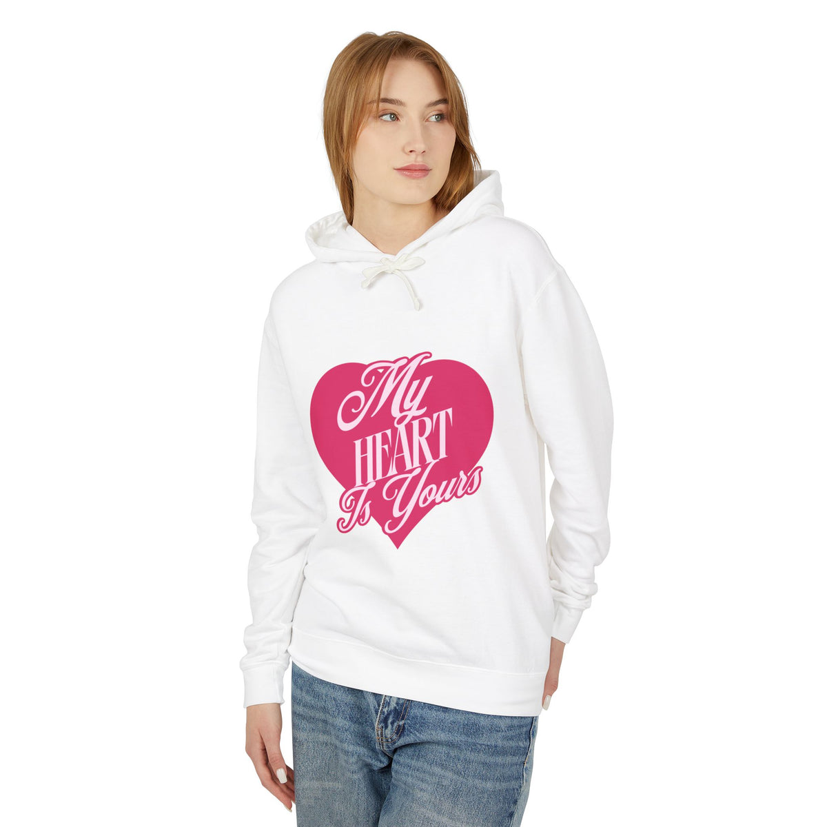 My Heart is Yours Romantic Unisex Lightweight Hooded Sweatshirt