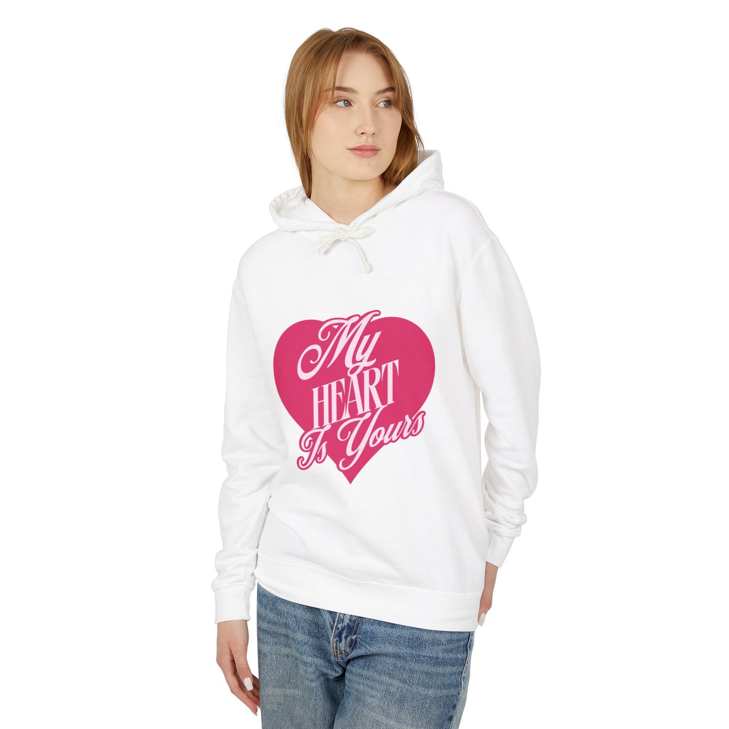 My Heart is Yours Romantic Unisex Lightweight Hooded Sweatshirt