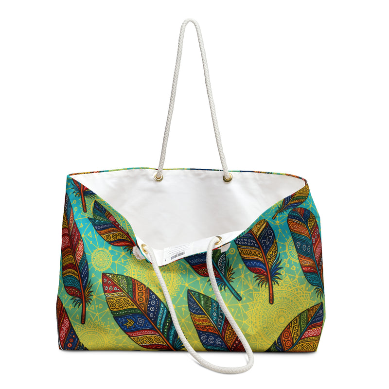 Colorful Boho Feather Weekender Bag