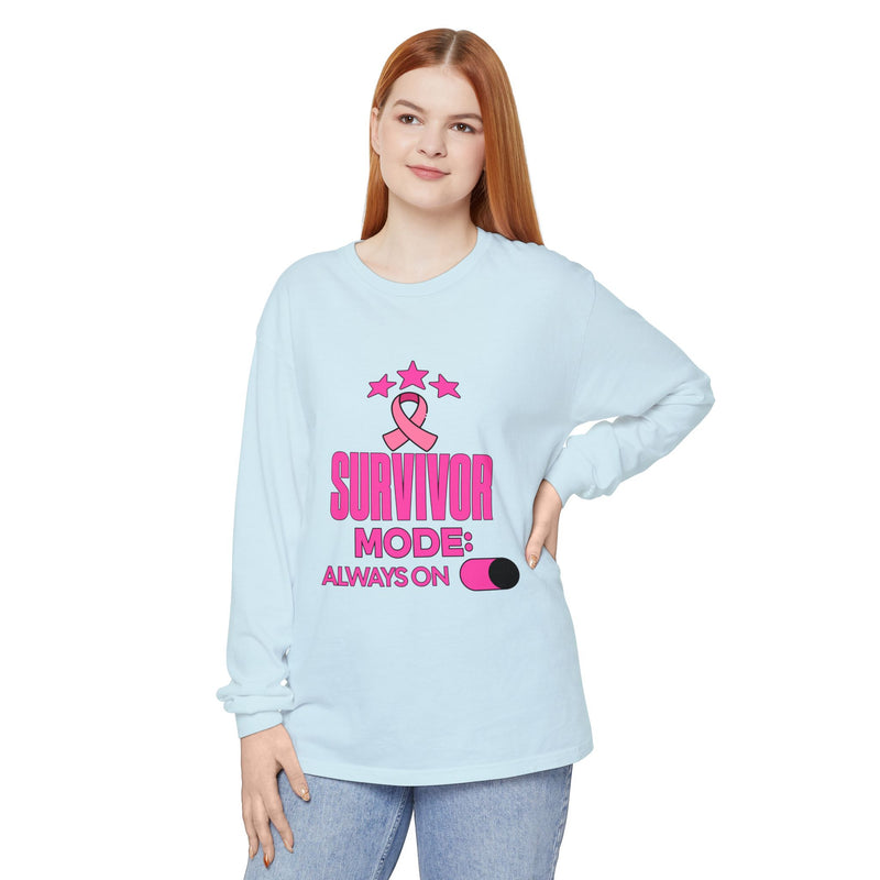 Survivor Mode: Always On - Breast Cancer Survivor Long Sleeve T-Shirt