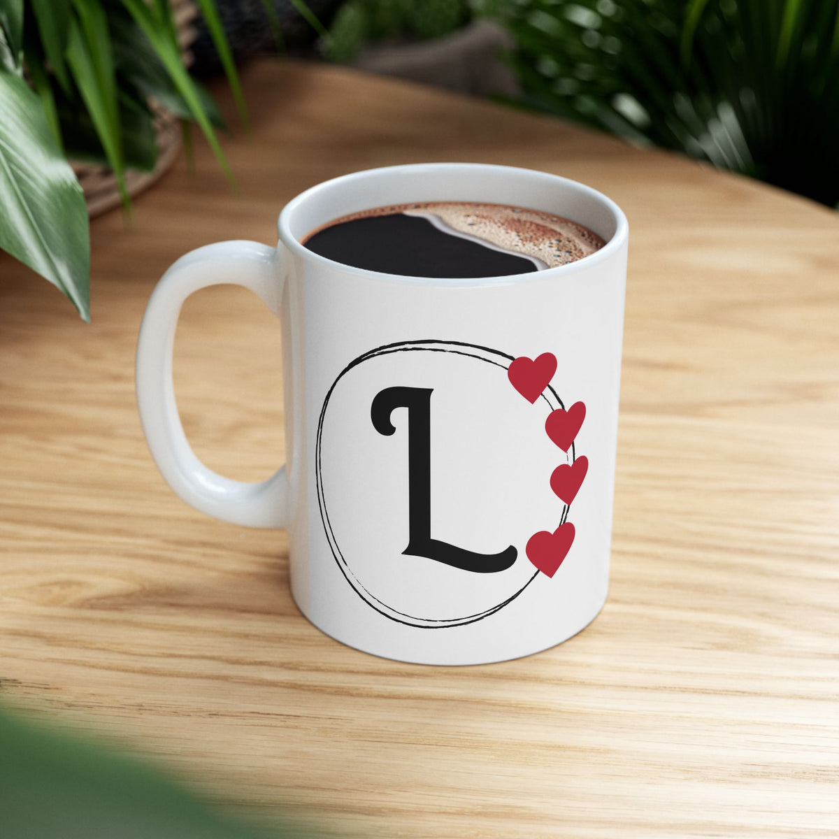 Letter "L" Monogram Heart Design Coffee Mug