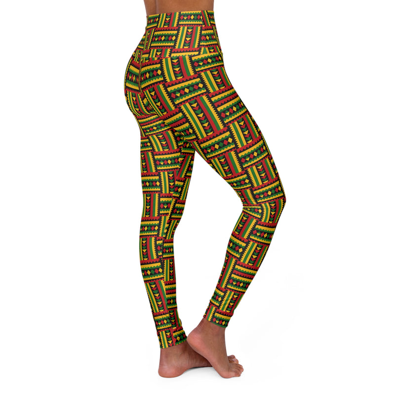 Kente Cloth High Waisted Yoga Leggings (AOP)