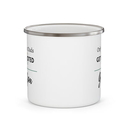 Only the Best Dads Get Promoted to Grandpa Enamel Camping Mug 12oz - Grandpa Gift