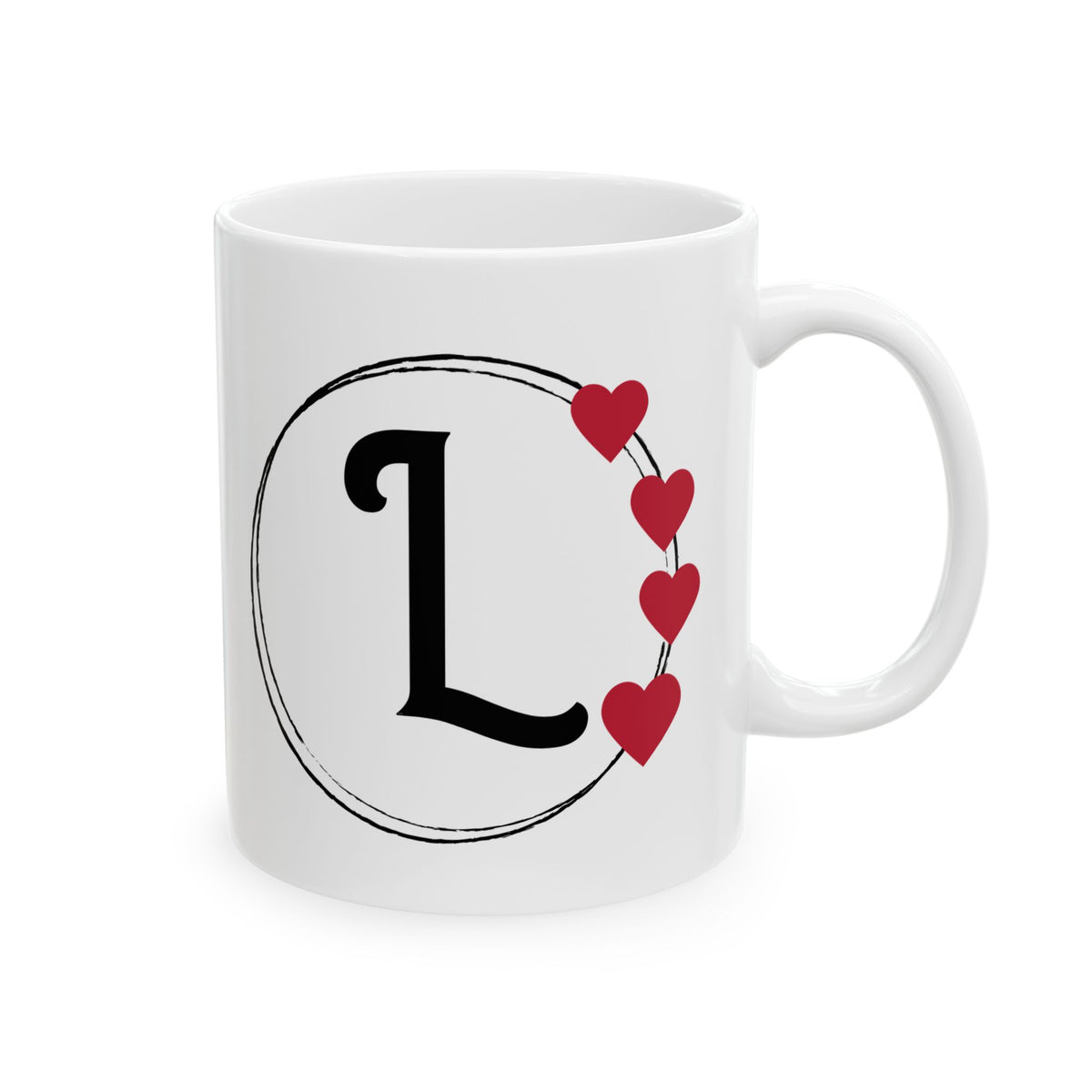 Letter "L" Monogram Heart Design Coffee Mug