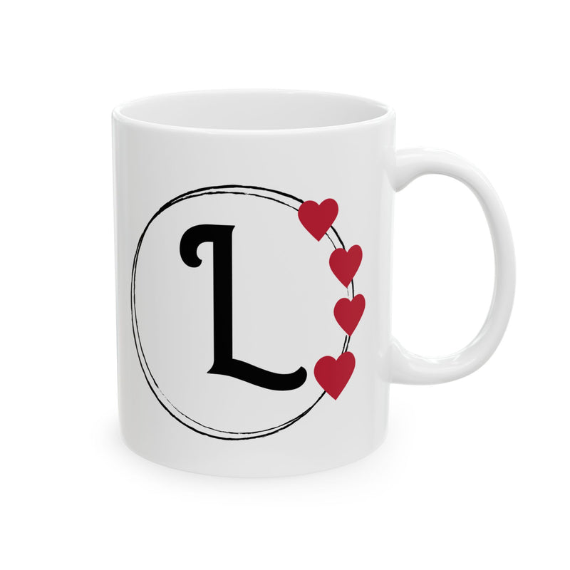 Letter "L" Monogram Heart Design Coffee Mug