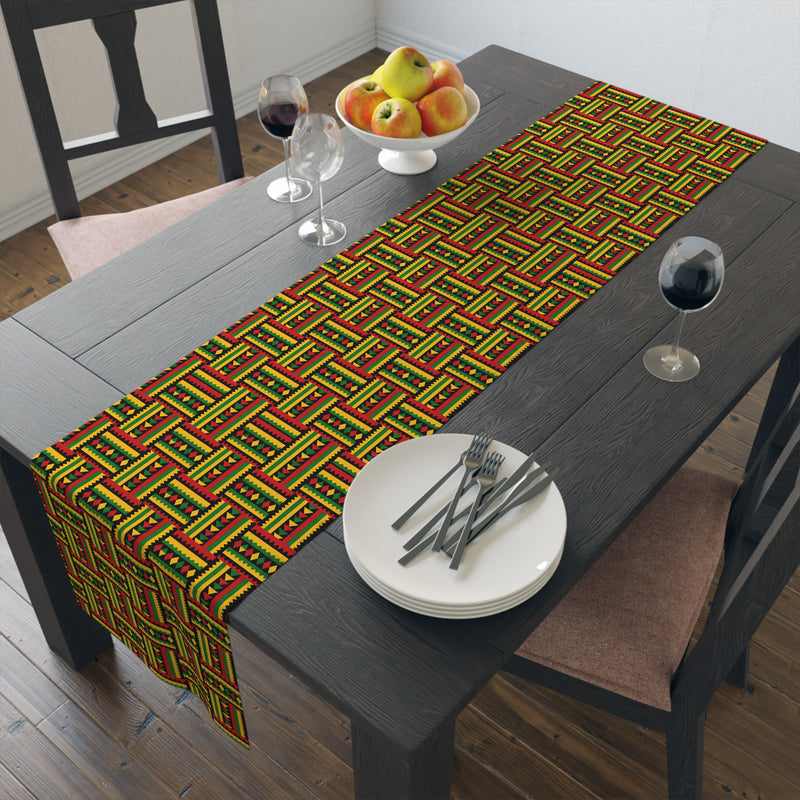 Geometric Colorful Woven Kente Pattern Table Runner