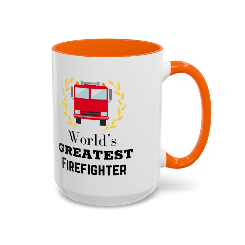 World's Greatest Firefighter Accent Coffee Mug - Firefighter Gift