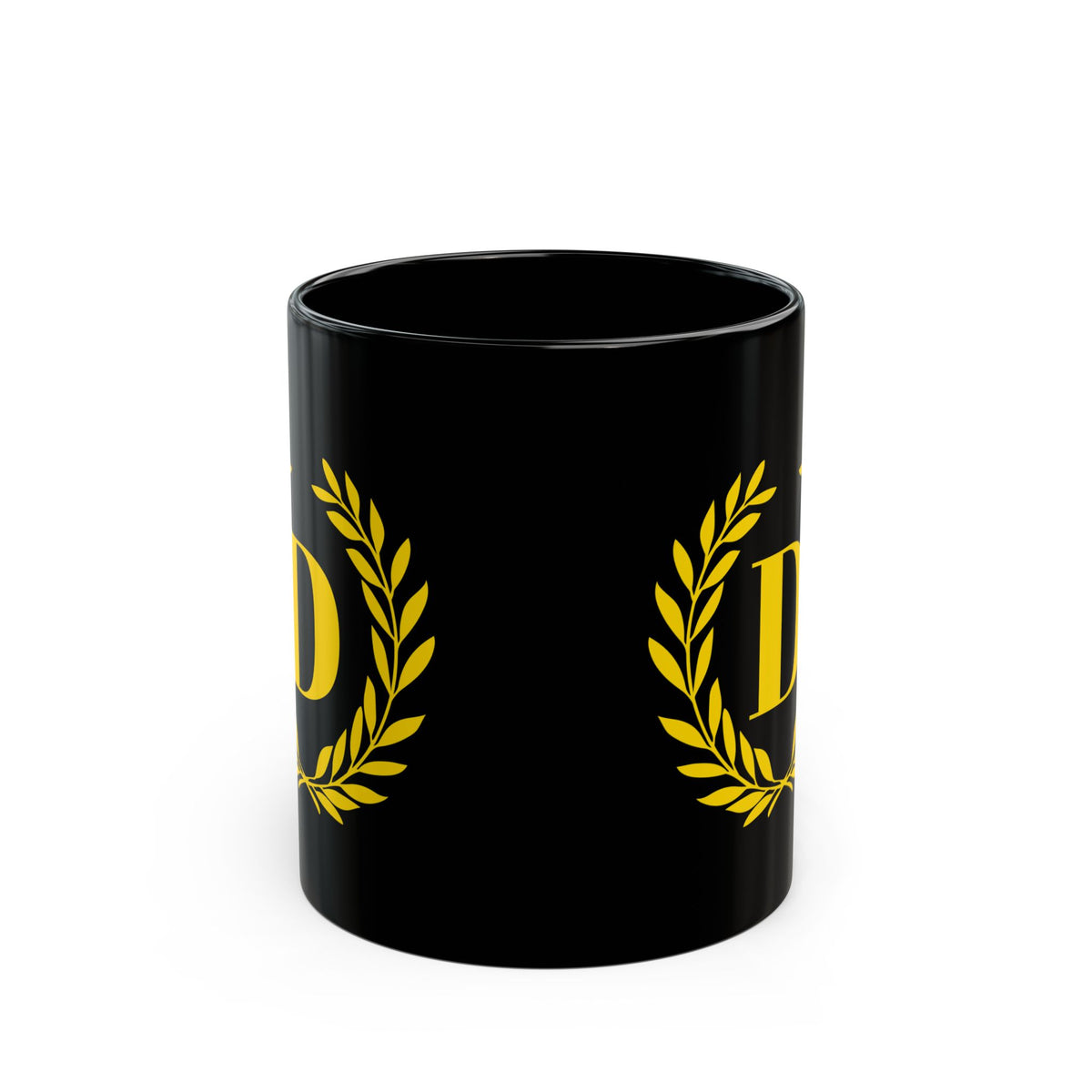 Elegant Letter "D" Laurel Monogram Black Coffee Mug