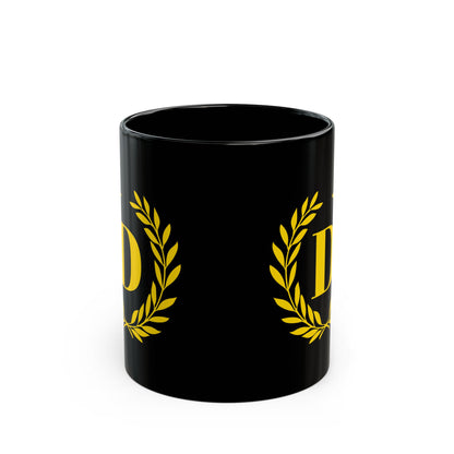 Elegant Letter "D" Laurel Monogram Black Coffee Mug