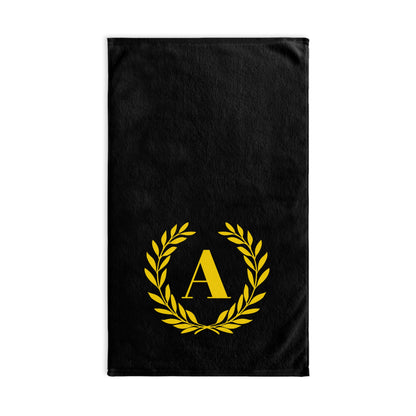 Elegant letter "A" Gold Laurel Monogram Hand Towel