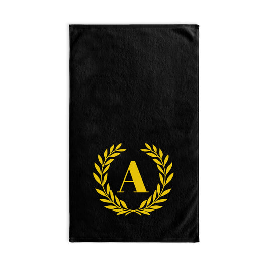 Elegant letter "A" Gold Laurel Monogram Hand Towel