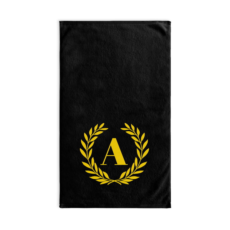 Elegant letter "A" Gold Laurel Monogram Hand Towel
