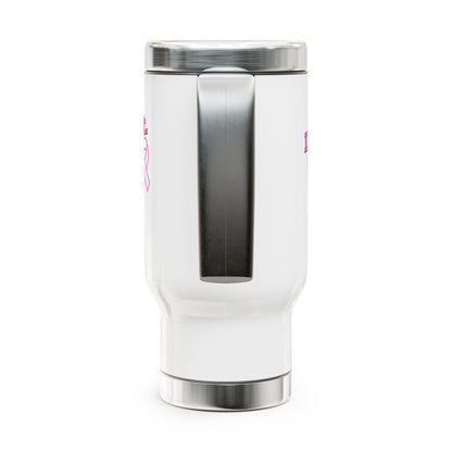 I Fought. I won. I Thrive. - Breast Cancer Survivor Stainless Steel Travel Mug with Handle, 14oz