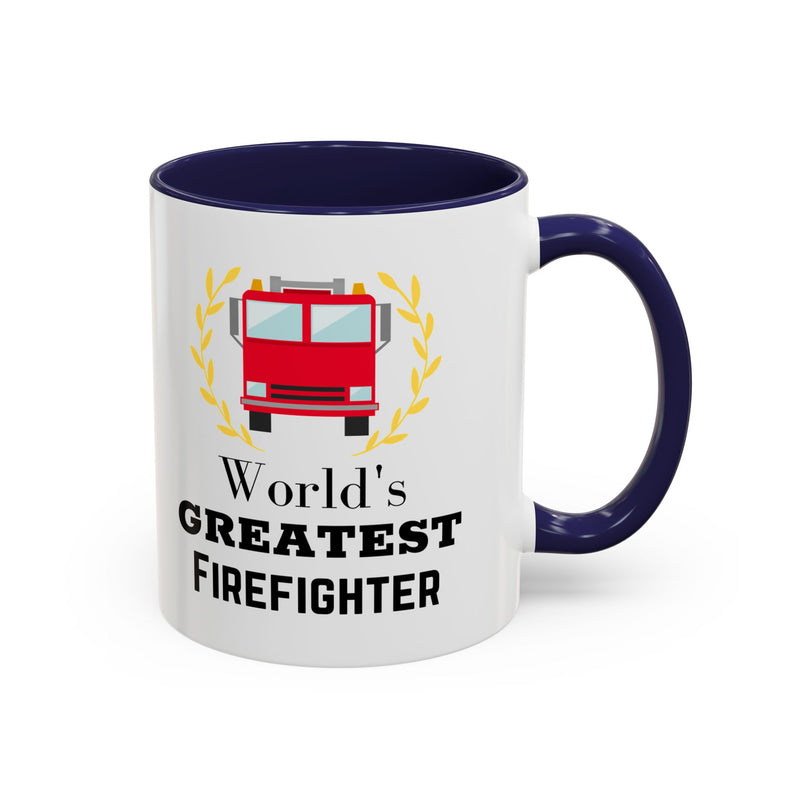 World's Greatest Firefighter Accent Coffee Mug - Firefighter Gift
