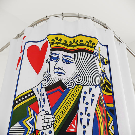 King of Hearts Playing Card - Shower Curtain - White