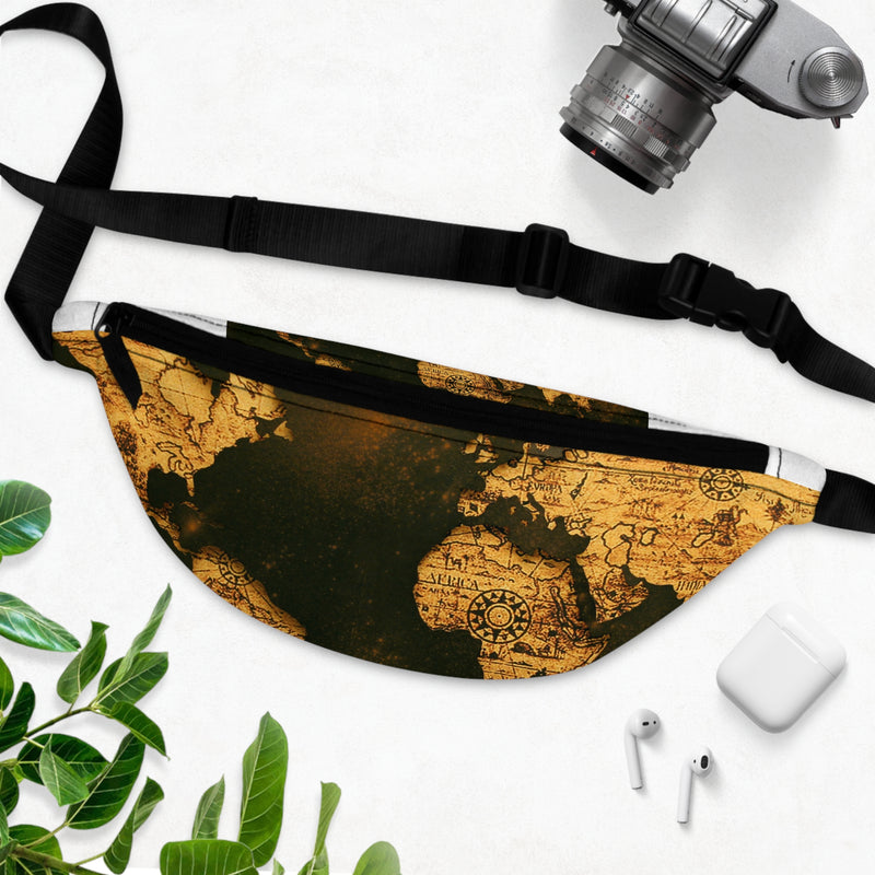 Brown World Map Fanny Pack