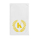 Elegant letter "K" Gold Laurel Monogram White Hand Towel
