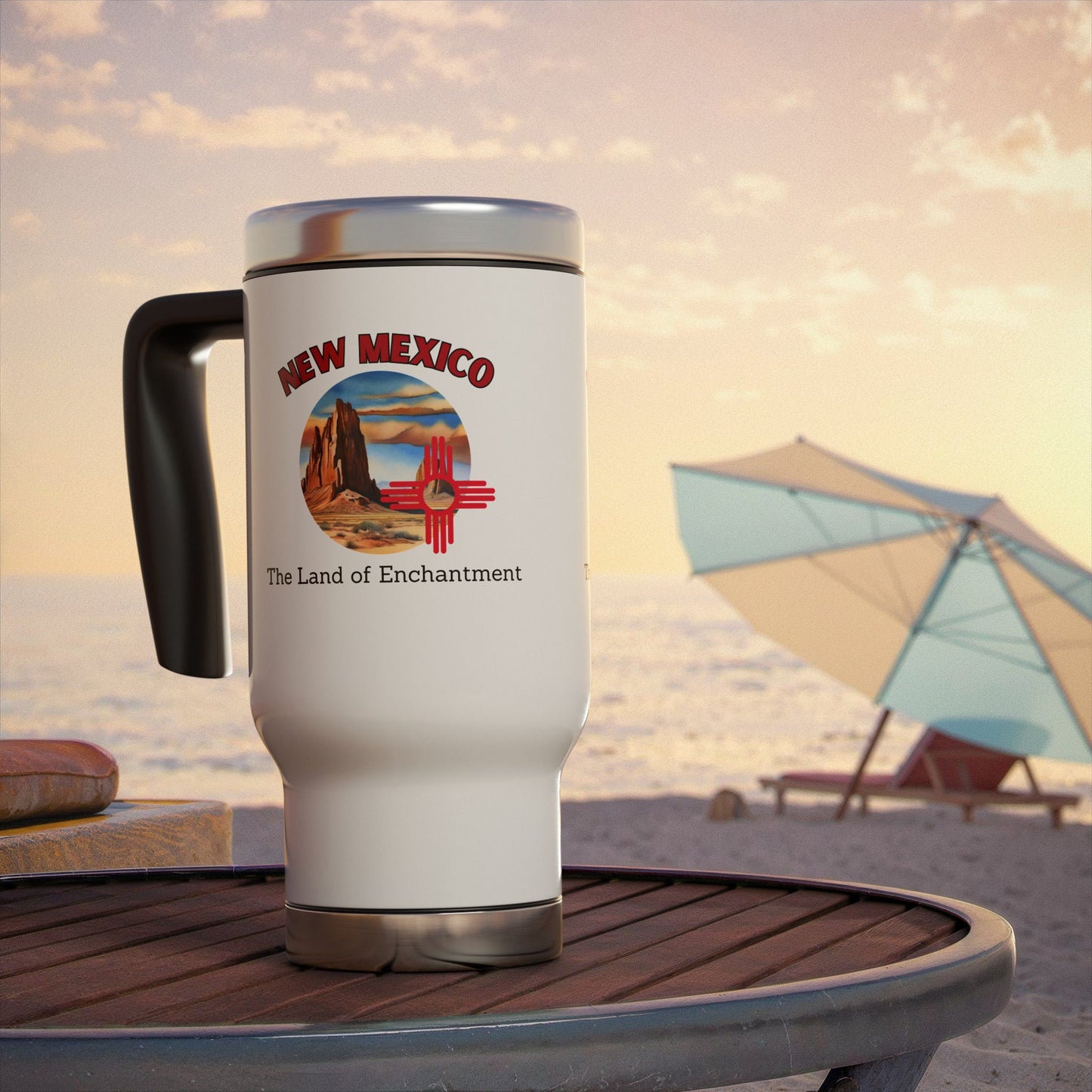 New Mexico Stainless Steel Travel Mug with Handle, 14oz