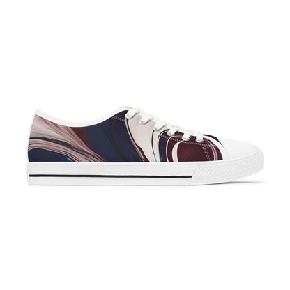 Burgundy and White Women's Low Top Sneakers