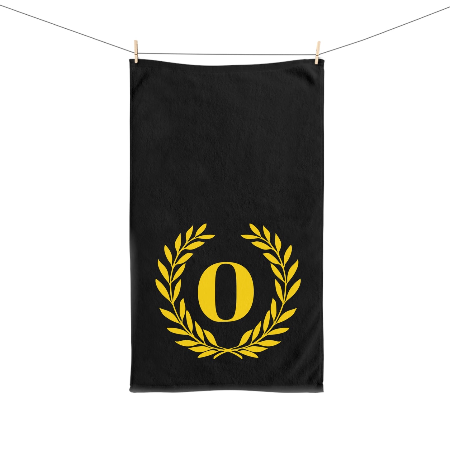 Elegant letter "O" Gold Laurel Monogram Hand Towel