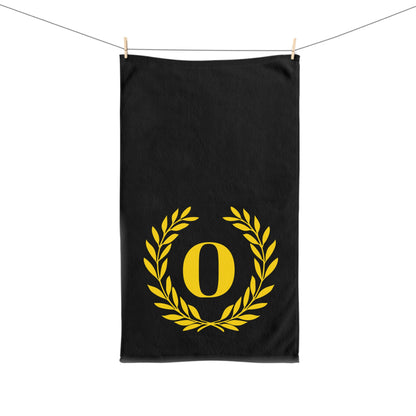 Elegant letter "O" Gold Laurel Monogram Hand Towel