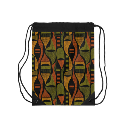 Retro African-Inspired Geometric Pattern Drawstring Bag