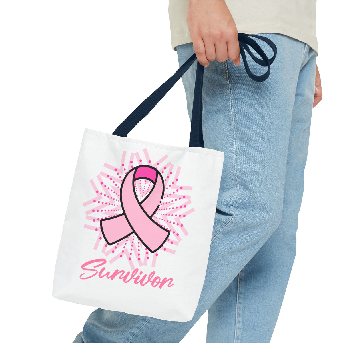 Breast Cancer Survivor Pink Ribbon Tote Bag