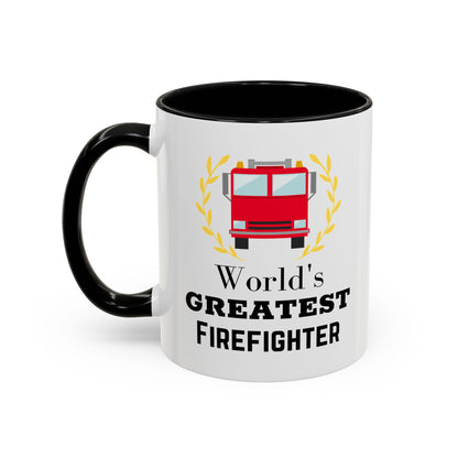 World's Greatest Firefighter Accent Coffee Mug - Firefighter Gift