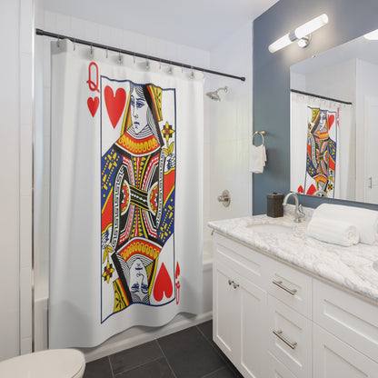 Queen of Hearts Playing Card - Shower Curtain - White