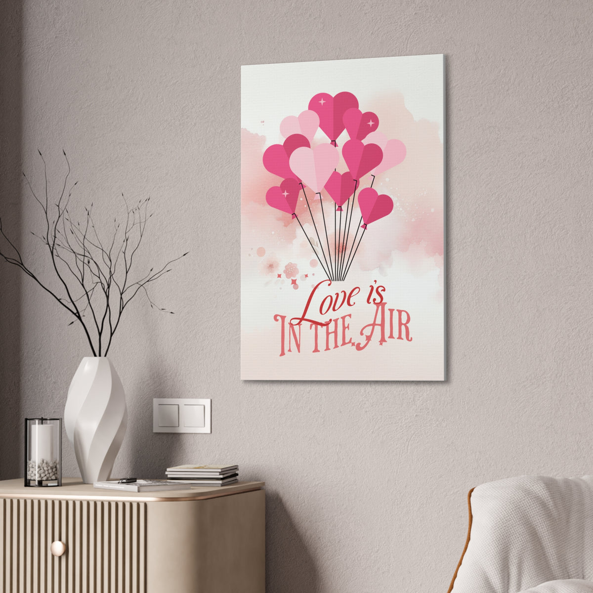 Love is in The Air - Romantic Canvas Wall Art Stretched, 0.75"