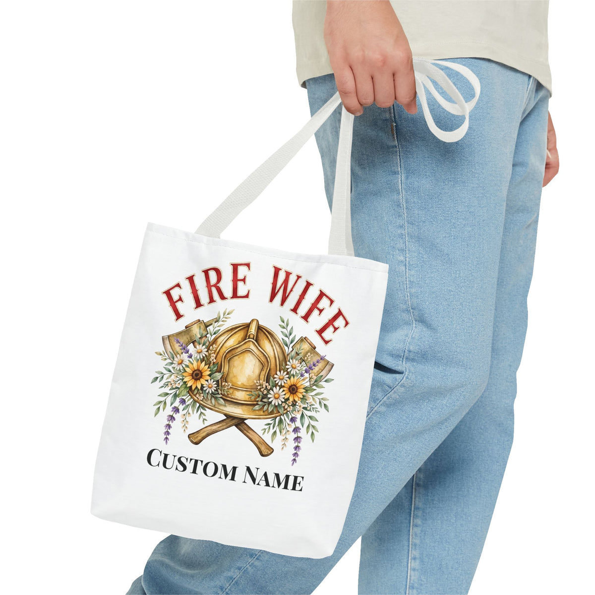 Personalized Fire Wife Tote Bag | Custom Name Firefighter Wife Gift
