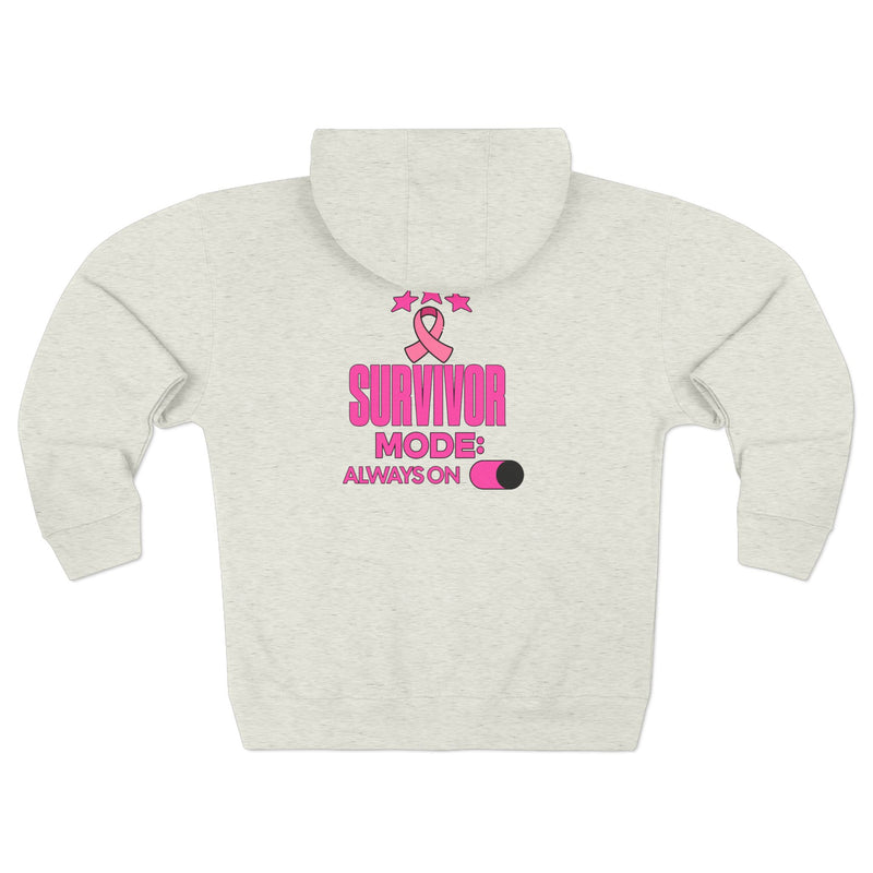 Survivor Mode: Always On - Breast Cancer Survivor Zip Hoodie