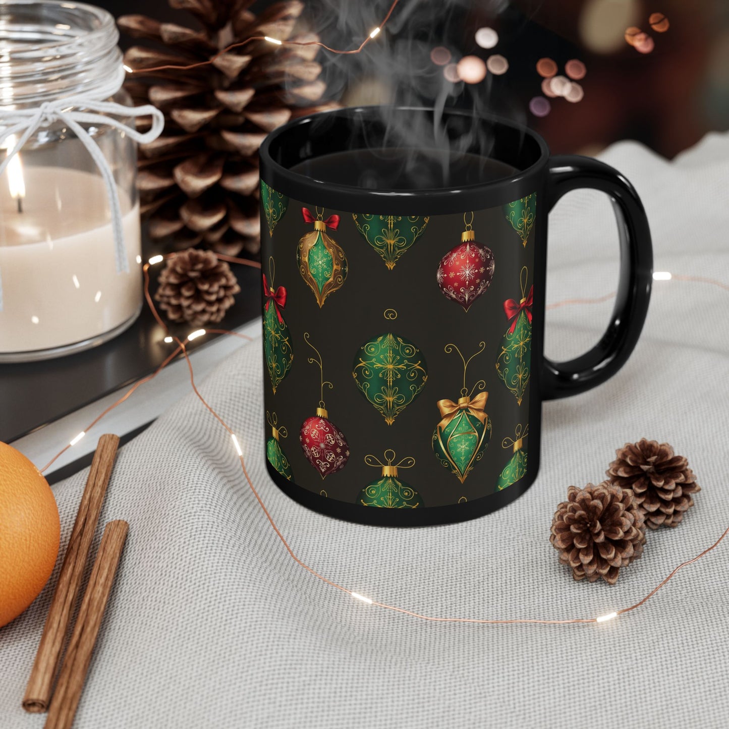 Christmas Ornament Black Mug (11oz, 15oz)