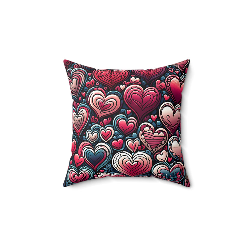 Decorative Heart Pattern Polyester Square Pillow