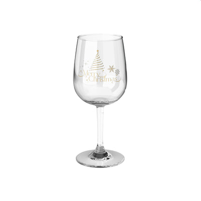 Gold Merry Christmas Wine Glass, 12oz