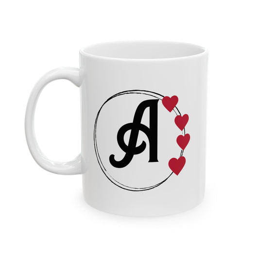 Letter "A" Heart Monogram Coffee Mug