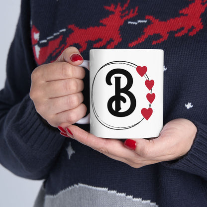 Letter "B" Heart Monogram Coffee Mug