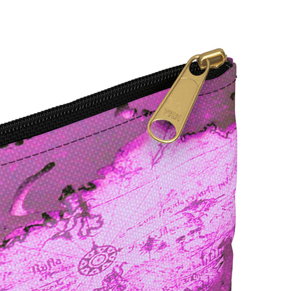 Mauve World Map Accessory Pouch