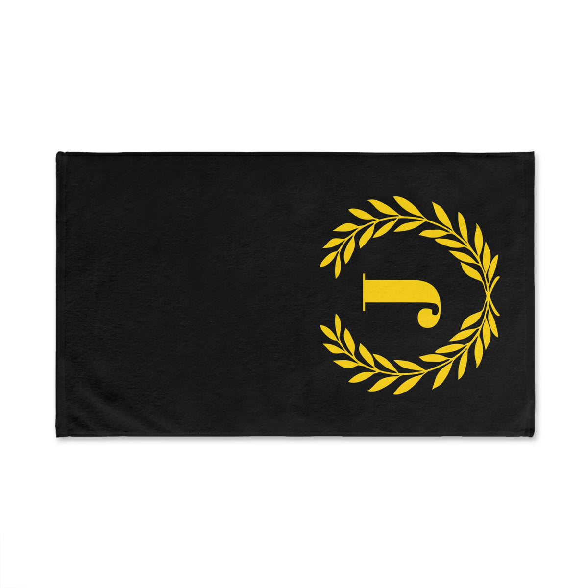 Elegant letter "J" Gold Laurel Monogram Hand Towel
