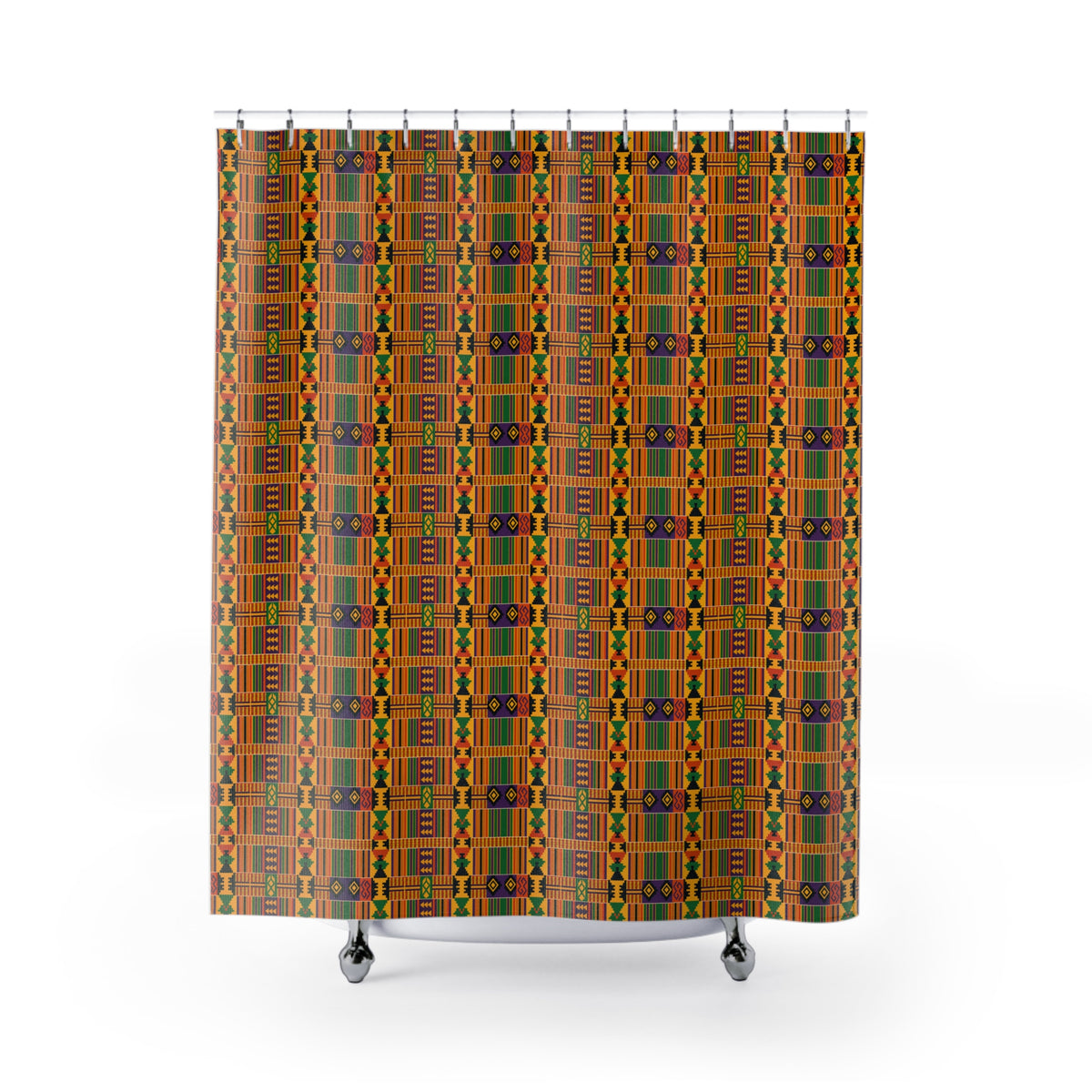 Kente Pattern Shower Curtain — Vibrant African-Inspired Bath Decor
