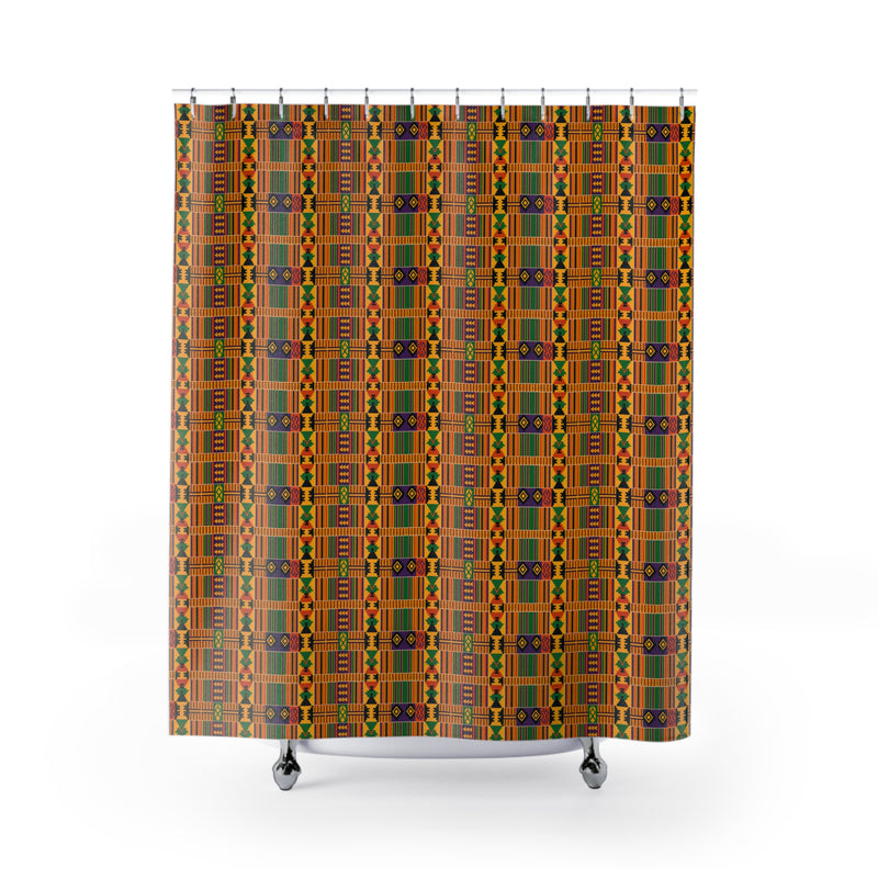 Kente Pattern Shower Curtain — Vibrant African-Inspired Bath Decor
