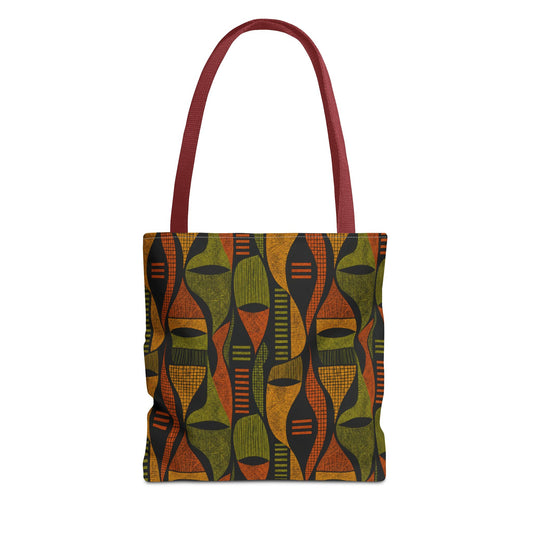 Retro Tribal Pattern Tote Bag – Earthy Boho All-Over Print Tote