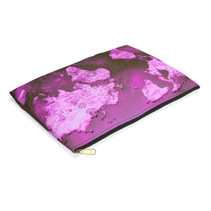 Mauve World Map Accessory Pouch