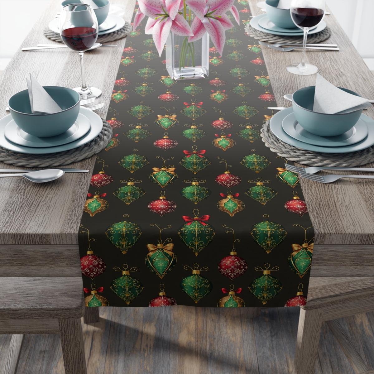 Christmas Ornament Table Runner (Cotton, Poly)