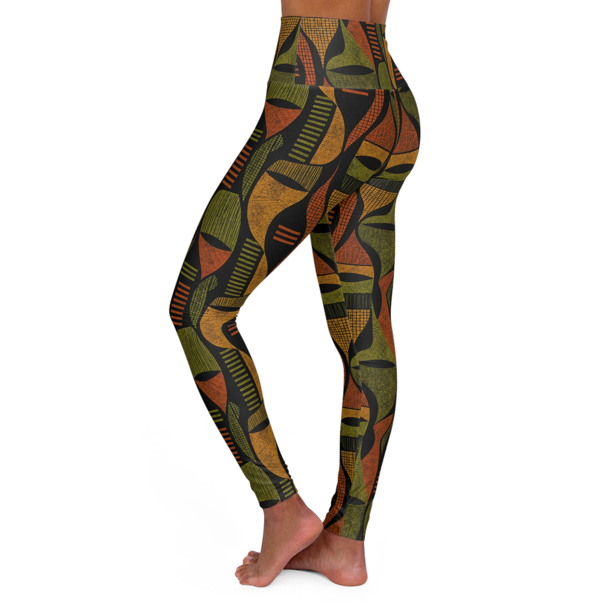 Abstract Shapes High Waisted Yoga Leggings (AOP)