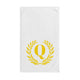 Elegant letter "Q" Gold Laurel Monogram White Hand Towel