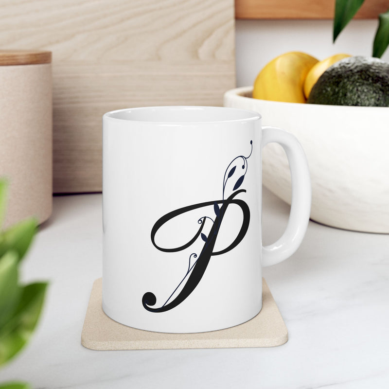 Letter "P" Decorative Monogram Design Coffee Mug